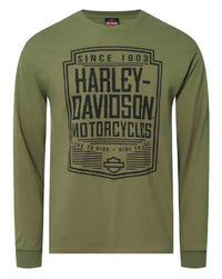 Harley-Davidson® Men's Outburst Long Sleeve Cotton Crew-Neck Shirt, Green