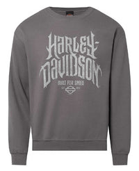 Harley-Davidson® Men's Horned Crew-Neck Fleece Pullover Sweatshirt, Charcoal