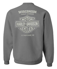 Harley-Davidson® Men's Horned Crew-Neck Fleece Pullover Sweatshirt, Charcoal
