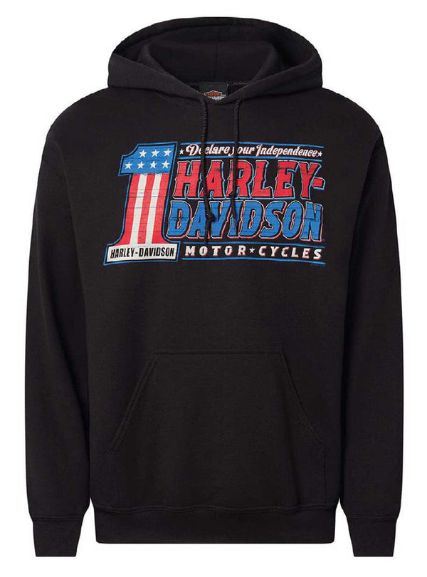 Harley-Davidson® Men's Oath #1 RWB Pullover Fleece Hoodie, Solid Black