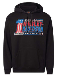 Harley-Davidson® Men's Oath #1 RWB Pullover Fleece Hoodie, Solid Black