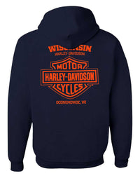 Harley-Davidson® Men's Coil Bar & Shield Zip-Up Hoodie Sweatshirt, Navy