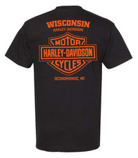 Harley-Davidson® Men's Open Bar & Shield Chest Pocket Short Sleeve Tee, Black