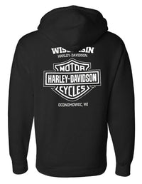Harley-Davidson® Men's Willie G Skull Logo Zip-Up Hoodie Sweatshirt, Black
