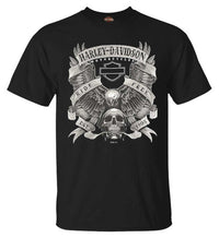 Harley-Davidson® Men's Fastened Cotton Short Sleeve Crew-Neck Tee, Black