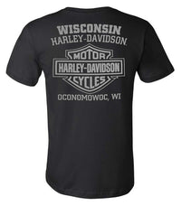 Harley-Davidson® Men's Fastened Cotton Short Sleeve Crew-Neck Tee, Black