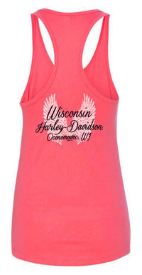 Harley-Davidson® Women's Road Diva Script Sleeveless Racerback Tank Top, Pink