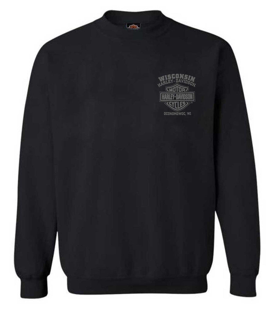 Harley-Davidson® Men's Fastened Bar & Shield Fleece Pullover Sweatshirt, Black