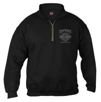 Harley-Davidson® Men's Fastened B&S 1/4 Zip Cadet Pullover Sweatshirt - Black