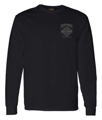 Harley-Davidson® Men's Road Pilot Crew-Neck Long Sleeve Cotton Shirt, Black