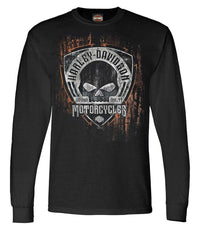 Harley-Davidson® Men's Corrosion Skull Long Sleeve Crew-Neck Shirt - Black