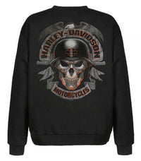Harley-Davidson® Men's Ghoulish Biker Skull Fleece Pullover Sweatshirt, Black