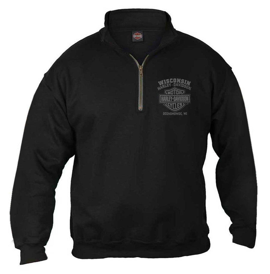 Harley-Davidson® Men's Corrosion Skull 1/4 Zip Cadet Pullover Sweatshirt - Black