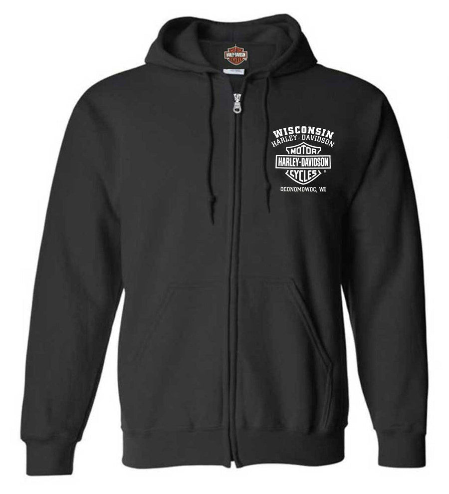 Harley-Davidson® Men's Ragged Willie G Skull Cotton-Blend Zip-Up Hoodie, Black