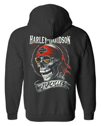 Harley-Davidson® Men's Shady Biker Skull Cotton-Blend Zip-Up Hoodie, Black