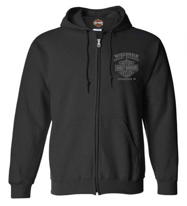 Harley-Davidson® Men's Halo Willie G Skull Cotton-Blend Zip-Up Hoodie, Black