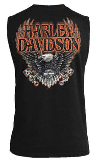 Harley-Davidson® Men's Eagle Piston Crew-Neck Sleeveless Cotton Muscle Tee, Black
