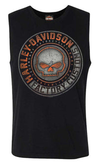Harley-Davidson® Men's Halo Willie G Skull Sleeveless Cotton Muscle Tee, Black