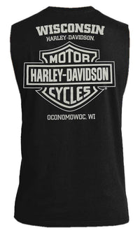 Harley-Davidson® Men's Halo Willie G Skull Sleeveless Cotton Muscle Tee, Black