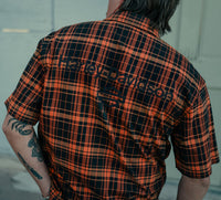 Men's H-D TECH Coolmax Plaid Short Sleeve Shirt - Plaid - Harley Black & Harley Orange