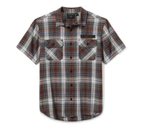 Men's Block Font Yarn Dyed Plaid Shirt - Plaid - Cloud Dancer & Mood Indigo