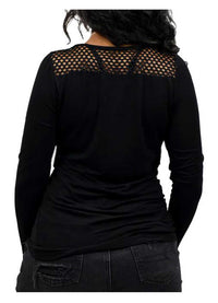 Liberty Wear Women's My Bike Embellished Long Sleeve Top w/ Mesh Insets - Black
