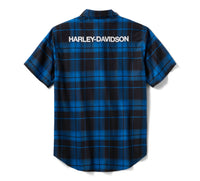 Men's H-D TECH Coolmax Plaid Shirt - Plaid - Nebulas Blue & Harley Black