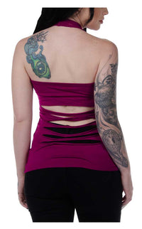 Liberty Wear Women's Embellished Vengeance Dagger Halter Top - Magenta Pink