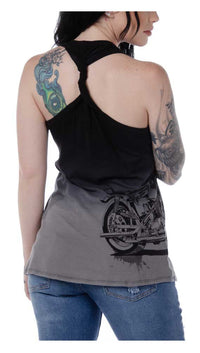 Liberty Wear Women's Turning Chrome Dip Dyed Sleeveless Tank Top - Black