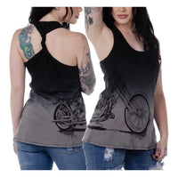 Liberty Wear Women's Turning Chrome Dip Dyed Sleeveless Tank Top - Black