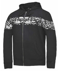 Derringer Men's Ghost Reflective Skulls Riding Hoodie Sweatshirt, Black/White