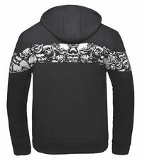 Derringer Men's Ghost Reflective Skulls Riding Hoodie Sweatshirt, Black/White