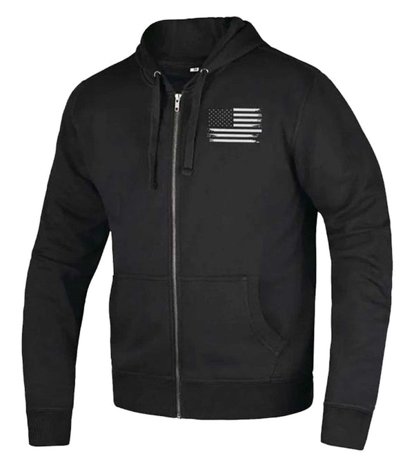 UNIK Men's Reflective Patriot American Flag Motorcycle Hoodie, Black