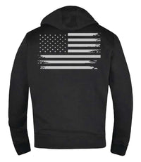 UNIK Men's Reflective Patriot American Flag Motorcycle Hoodie, Black