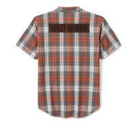 Men's Block Font Yarn Dyed Plaid Shirt - Plaid - Cloud Dancer & Cinder