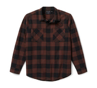 Men's Bar & Shield Buffalo Check Flannel - Plaid - Harley Black & Coffee