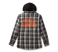 Men's Hooded Plaid Long Sleeve Shirt