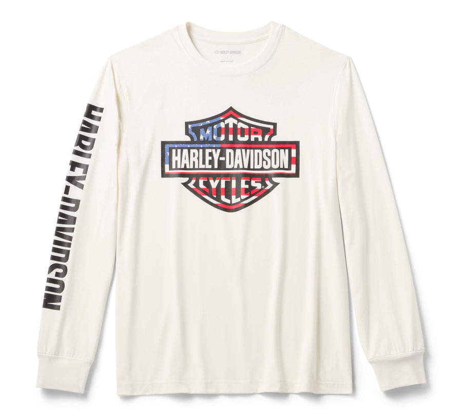 Men's Stars & Stripes Long Sleeve Shirt - Cloud Dancer