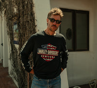 Men's Stars & Stripes Long Sleeve Shirt - Harley Black