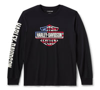 Men's Stars & Stripes Long Sleeve Shirt - Harley Black