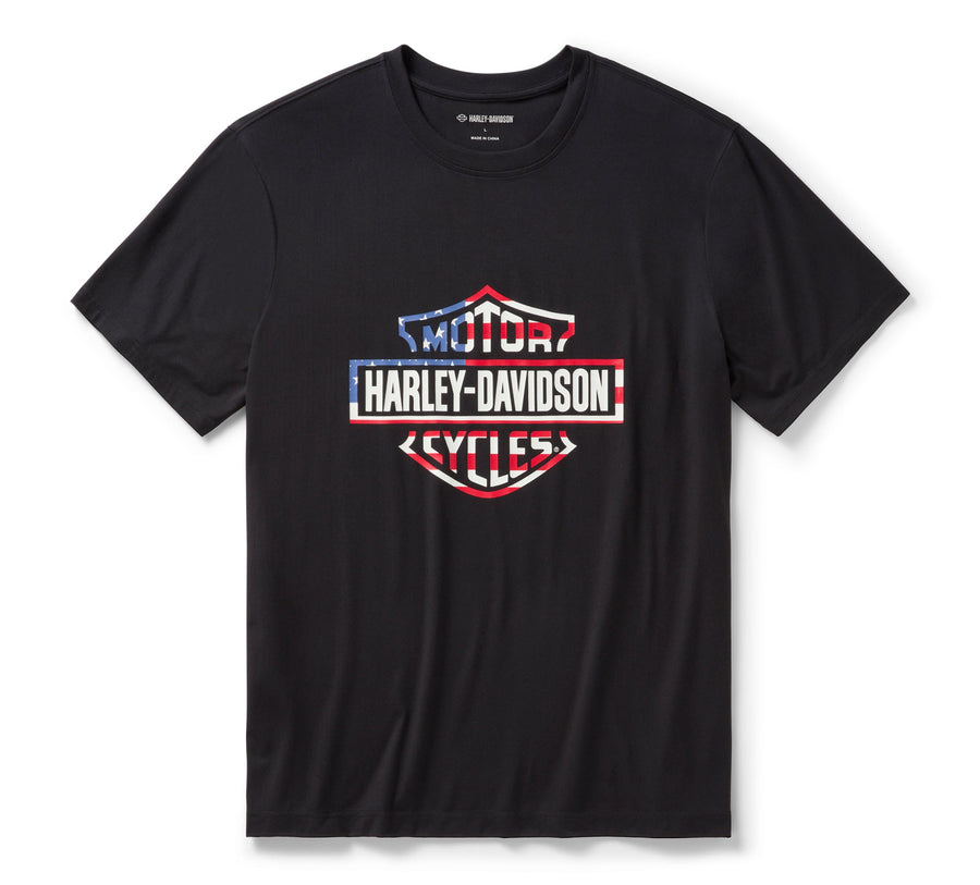 Men's Stars & Stripes Short Sleeve Shirt - Harley Black