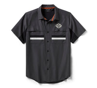 Men's H-D TECH Vented Short Sleeve Shirt - Colorblock - Asphalt & Harley Black