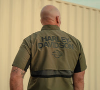 Men's H-D TECH Vented Short Sleeve Shirt - Colorblock - Grape Leaf & Harley Black