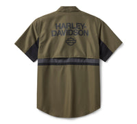 Men's H-D TECH Vented Short Sleeve Shirt - Colorblock - Grape Leaf & Harley Black