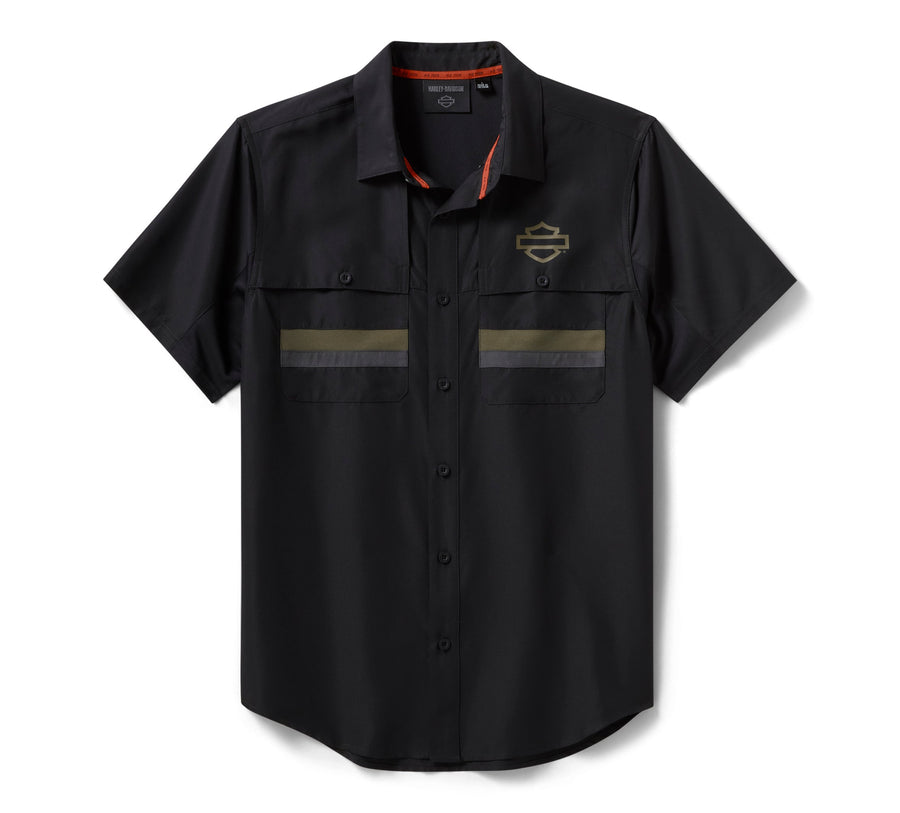 Men's H-D TECH Vented Short Sleeve Shirt - Colorblock - Harley Black & Asphalt