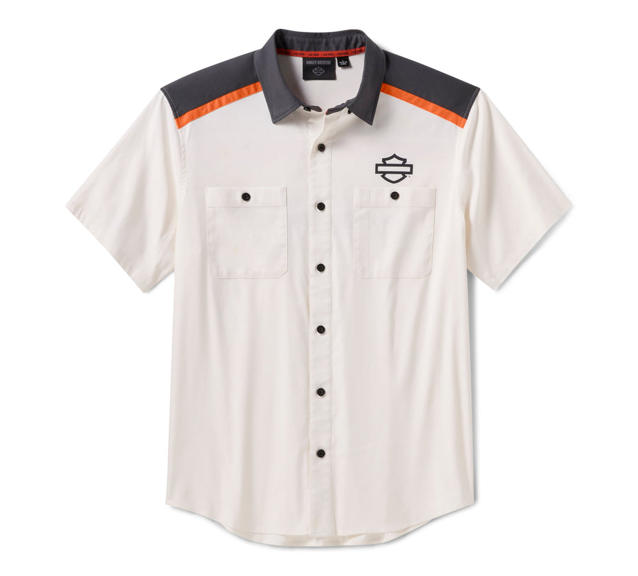 Men's H-D TECH COOLMAX Color Blocked Shirt - Colorblocked - Cloud Dancer