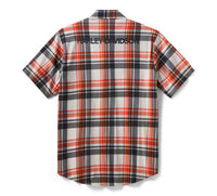 Men's H-D TECH COOLMAX Plaid Shirt - Plaid - Asphalt & Harley Orange
