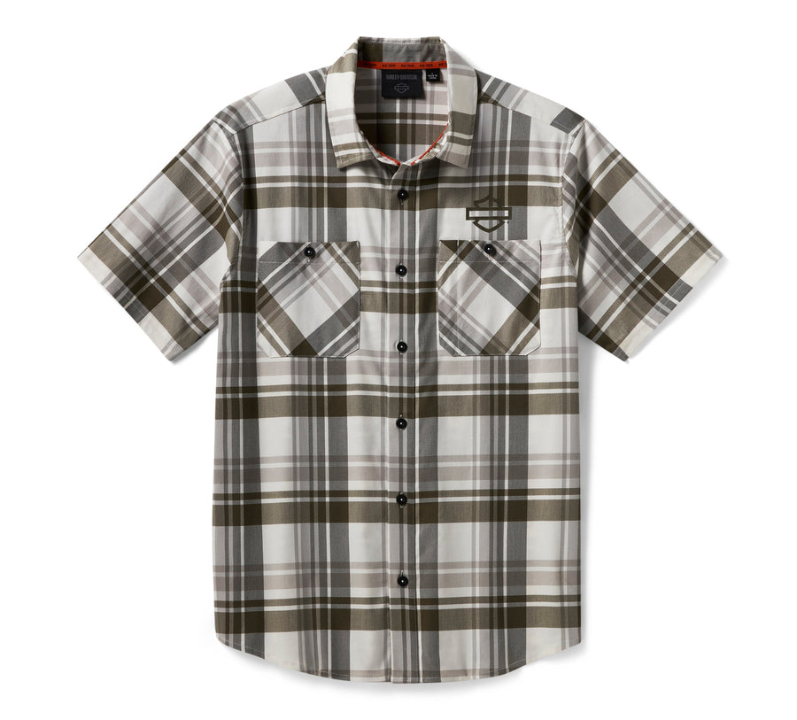Men's H-D TECH COOLMAX Plaid Shirt - Plaid - Cloud Dancer & Grape Leaf