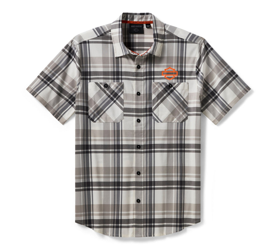 Men's H-D TECH COOLMAX Plaid Shirt - Plaid - Ghost Gray & Asphalt