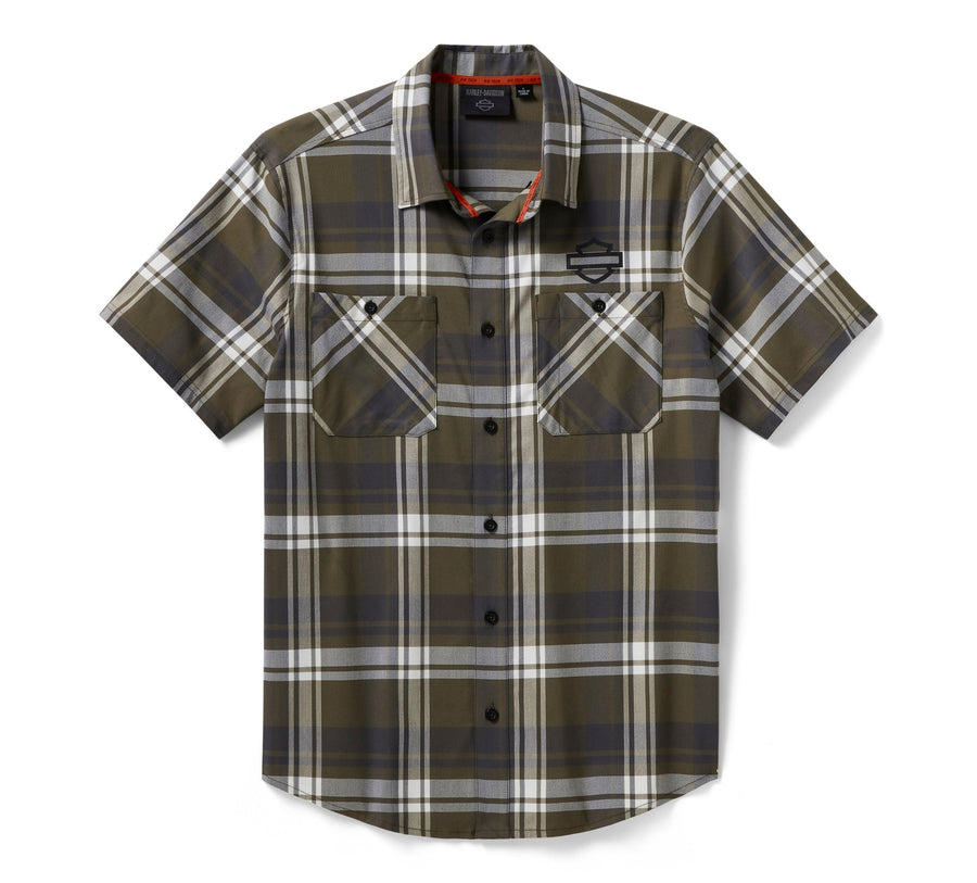 Men's H-D TECH COOLMAX Plaid Shirt - Plaid - Grape Leaf & Asphalt